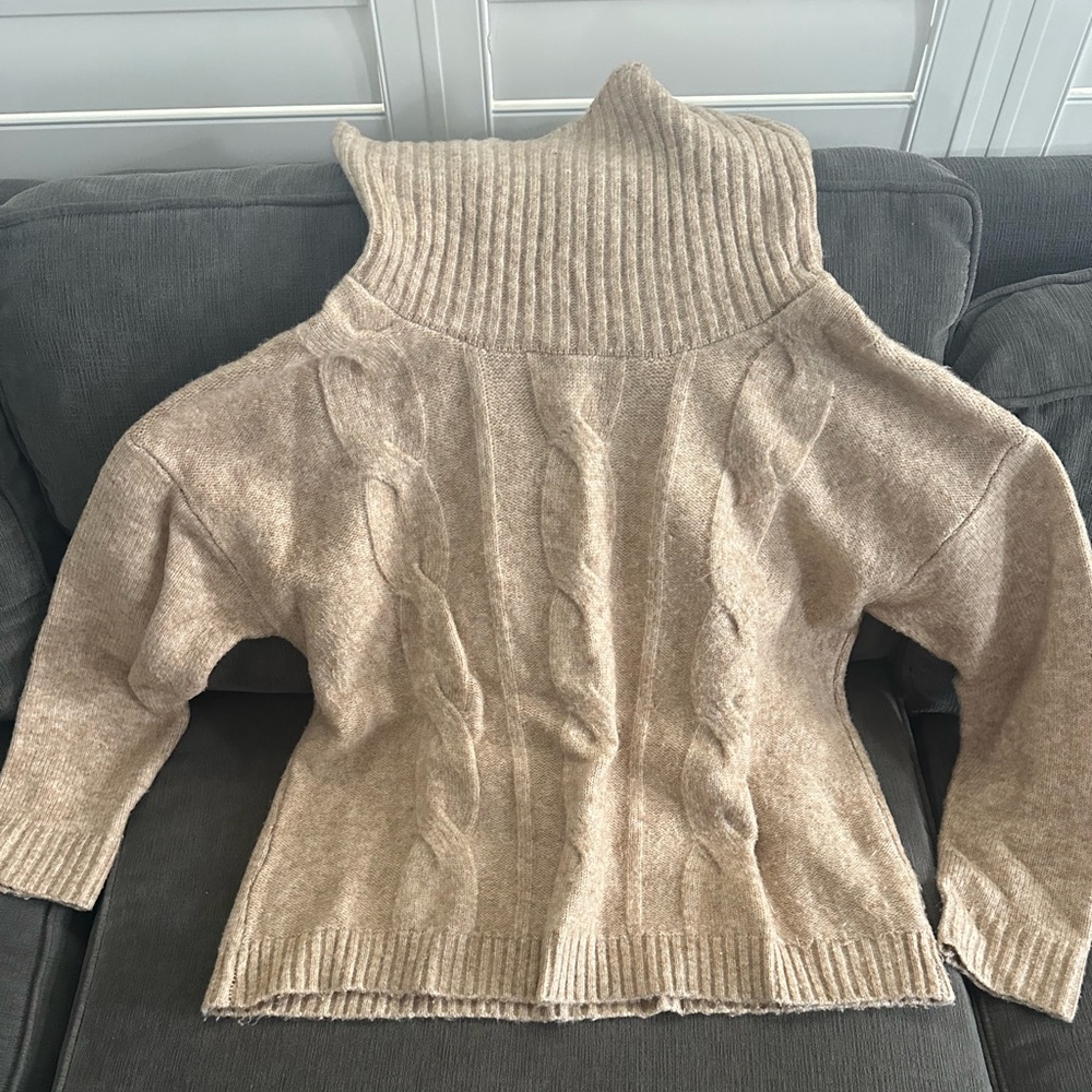 Marled Beige Cowl Neck Women's Sweater